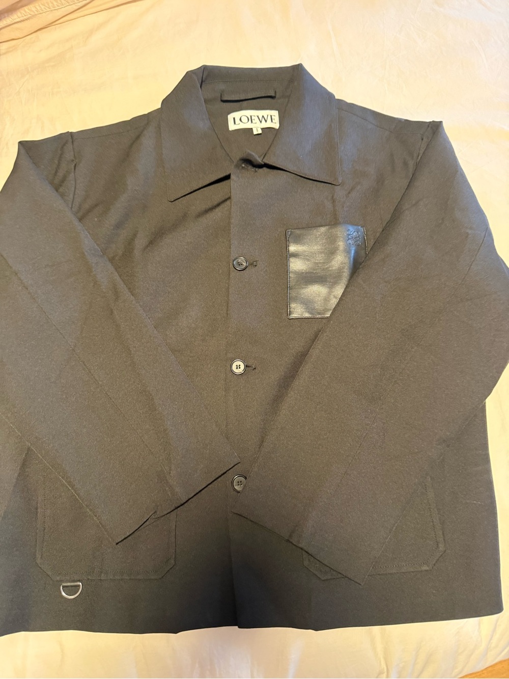 Loewe Black Lightweight Shirt Jacket with Leather Pocket large - Picture 1 of 5